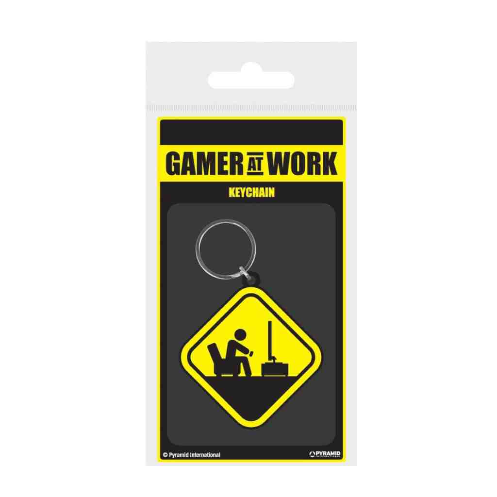 Pyramid - Gamer At Work - Caution Sign Pvc Keychain