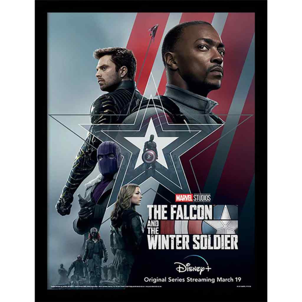 Pyramid - Falcon And The Winter Soldier Stars And Stripes -Wooden Frame