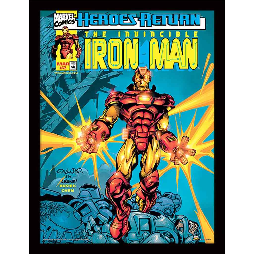 Pyramid - Marvel Comics Iron Man Heroes Return 30X40 - Wooden Frame