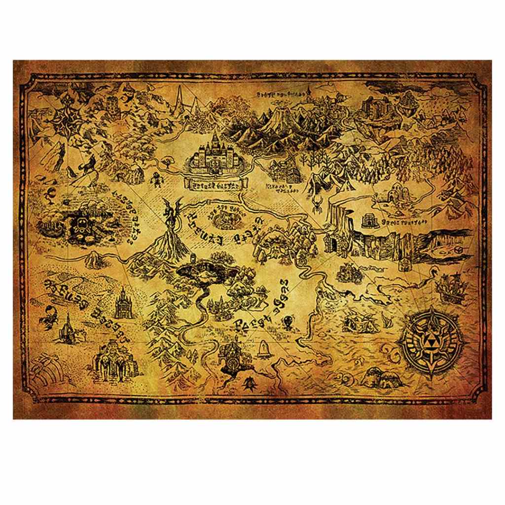 Pyramid - The Legend Of Zelda - Hyrule Map 60X80 Frame
