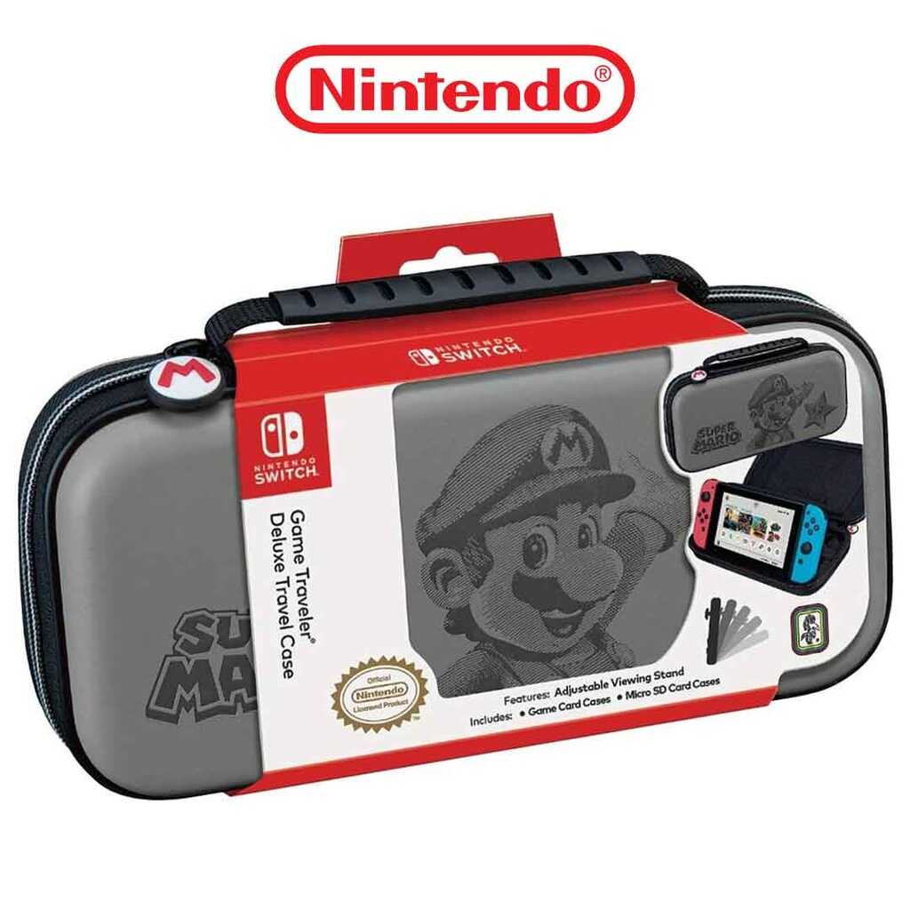 RDS Industries -  NS Game Traveler Deluxe Travel Case - Mario Deboss Gray