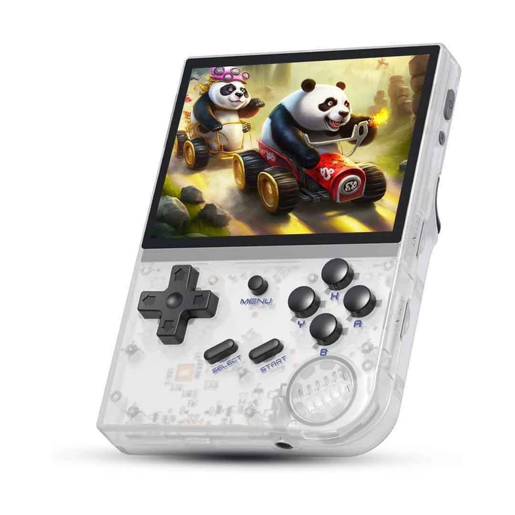 ANBERNIC RG35XX Handheld Game Device Linux System 3.5 Inch HDMI output 64GB (Transparent White)