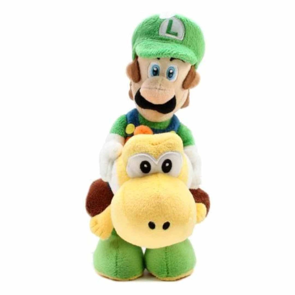 San Ei  officieel gelicentieerd Super Mario Plush 9" Luigi riding on yoshi