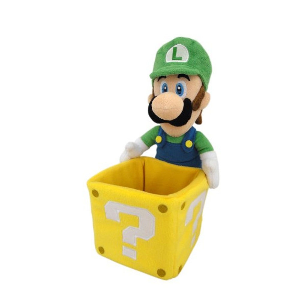 San Ei  Super Mario Bros. Luigi holding Coin Block Stuffed Plush