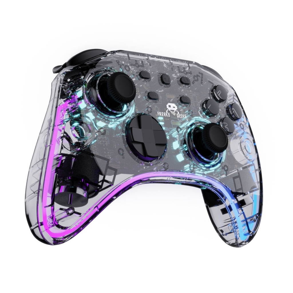 Freaks And Geeks Wireless Controller for Switch/PC with 1M cable - Transparent with LED