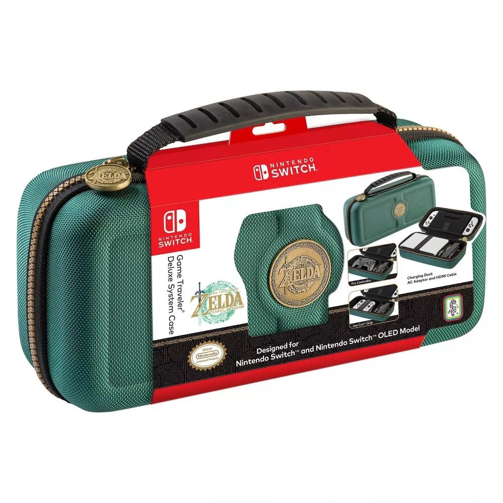RDS Industries - NS Game Traveler Deluxe Travel Case - Green Zelda Tears of the Kingdom 