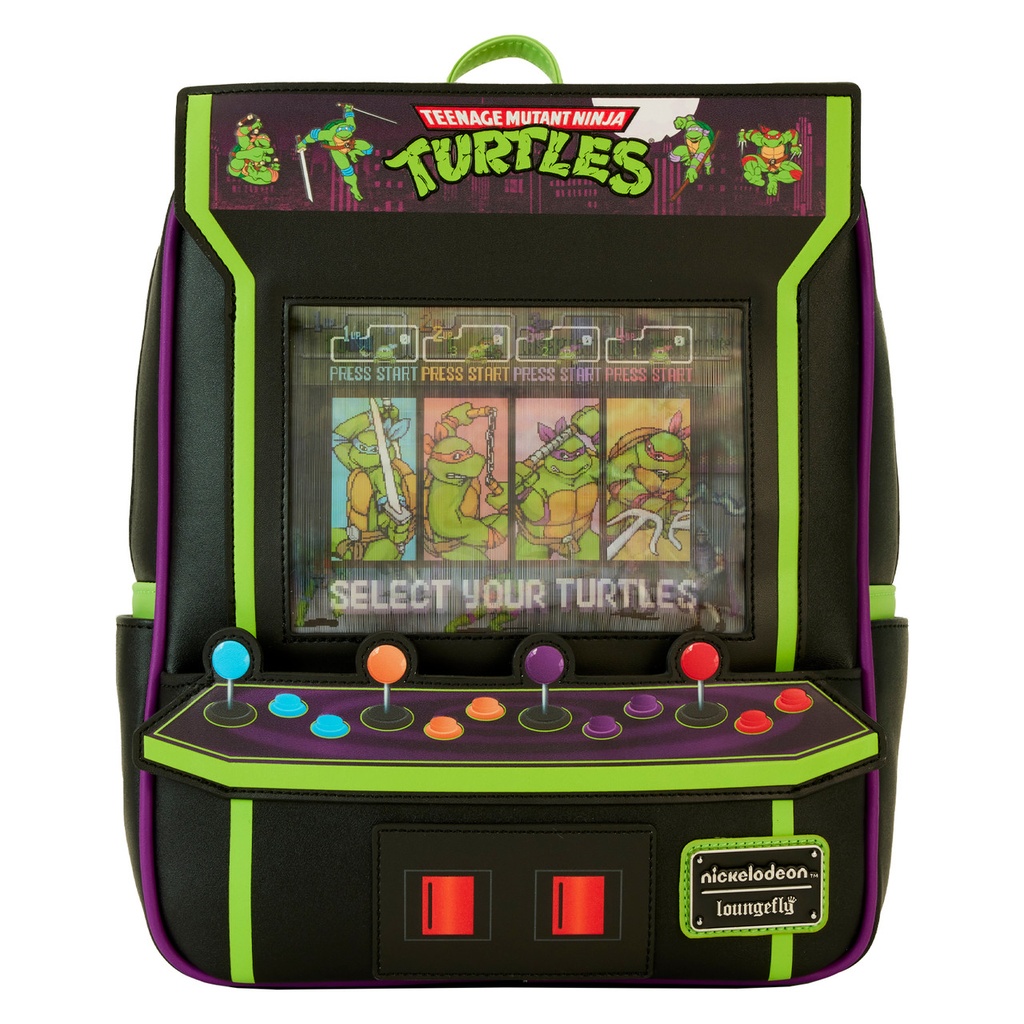 Loungefly! Leather: Teenage Mutant Ninja Turtle 40th Anniversary Vintage Arcade Mini Backpack 