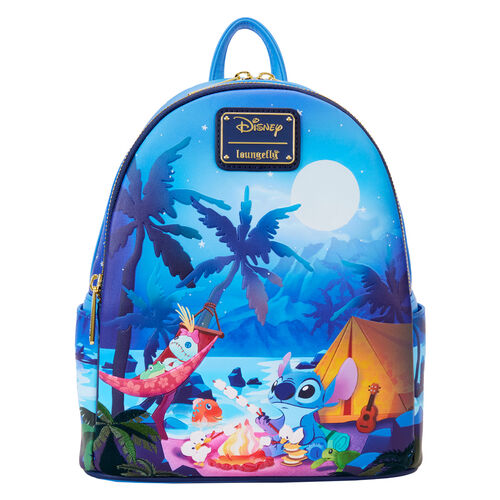 Loungefly! Leather: Disney Lilo and Stitch Stitch Camping Cuties Mini Backpack - Figure