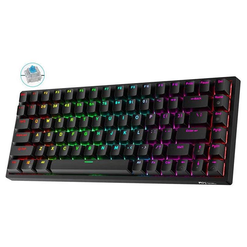 Royal Kludge Gaming Keyboard Rgb Tri Mode Hot Plug Blue Switch Black Rk61