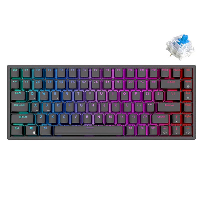 Royal Kludge Gaming Keyboard Rgb Tri Mode Hot Plug Blue Switch Black Rk84
