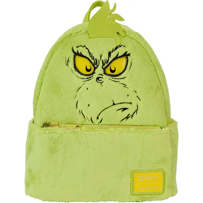 Loungefly! Leather: Dr Seuss Plush Grinch Light Up Cosplay Mini Backpack
