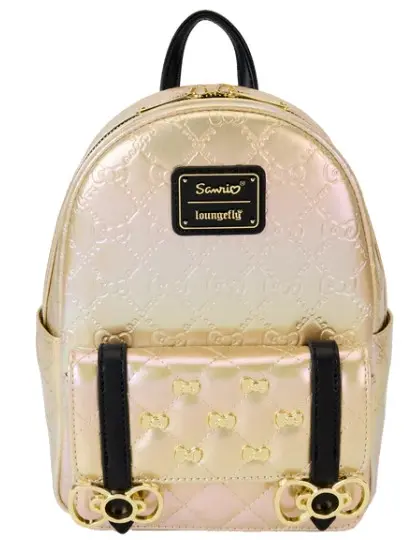 Loungefly! Leather: Sanrio 50Th Anniversary Metallic Gold Mini Backpack