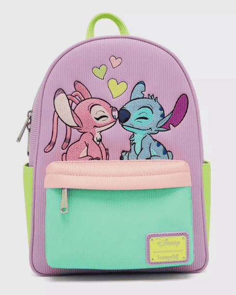 Loungefly! Leather: Stitch Angel Color Block Mini Backpack