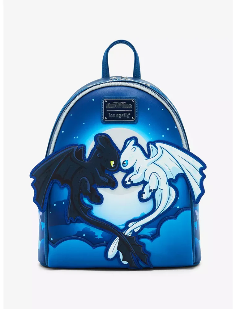 Loungefly! Leather: Dreamworks How to Train your Dragon Toothless & Light Fury Mini Backpack