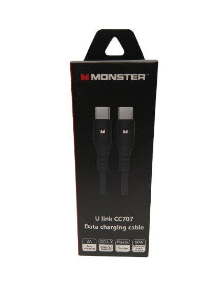 Monster U Link CC707 Data Charging Cable Black