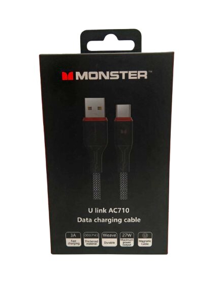 Monster U Link AC710 Data Charging Cable Black