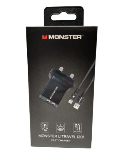 Monster U Travel 1201 Fast Charger Black