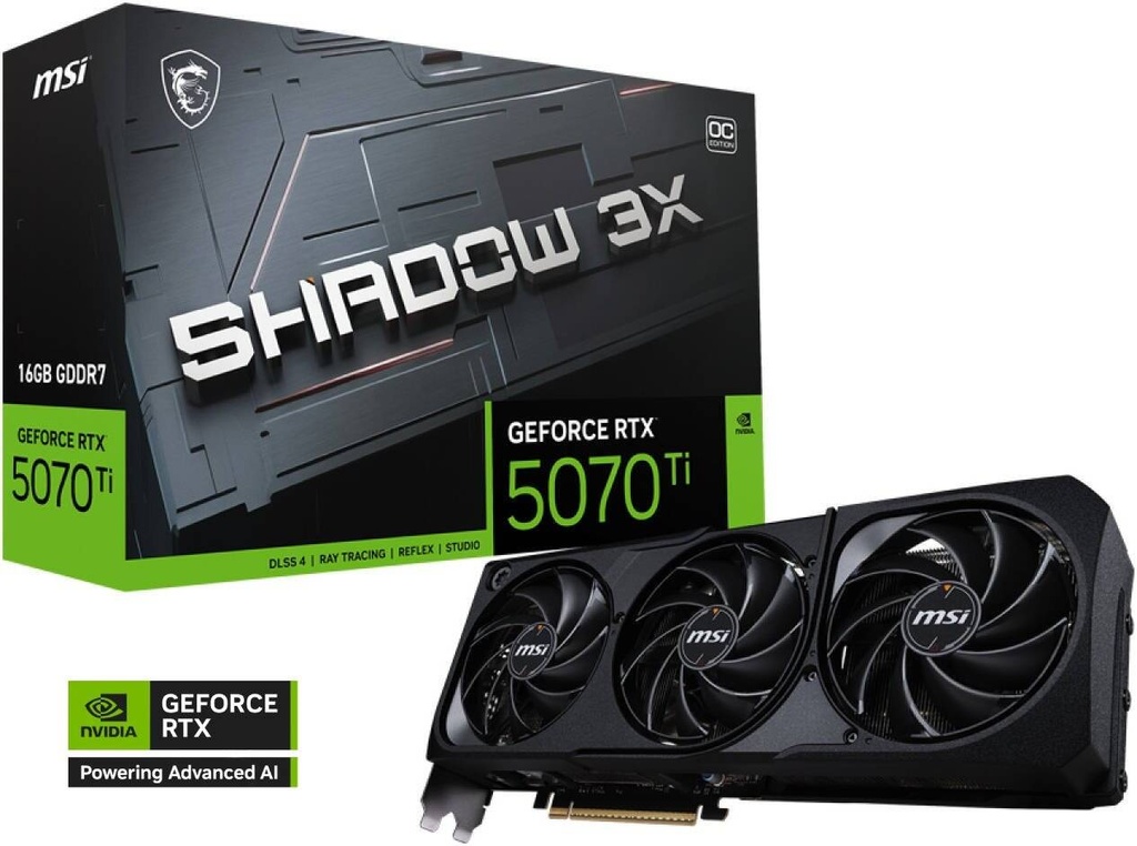 MSI GeForce RTX 5070 Ti SHADOW 3X OC 16GB GDDR7 Graphics Card