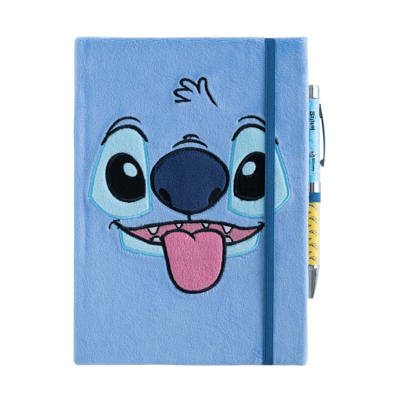 Erik: Disney Stitch Tropical Plush Cover Premium A5 Notebook With Projector Pen