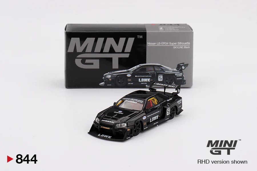 Mini GT 1/64 Nissan LB ER34 Super Silhouette No.844 Black Diecast Car