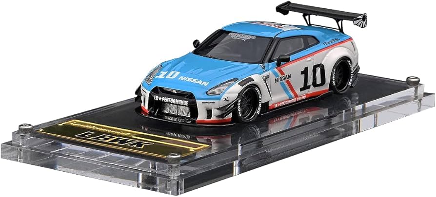 Ignition Model LB-Works 1/64 Nissan GT-R R35 Type 2 White/Blue Diecast Car