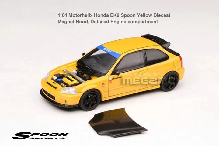 Motorhelix 64Intern 1/64 Honda Civic Type-R EK9 Spoon Customized Version Tokyo Station Yellow Diecast Car