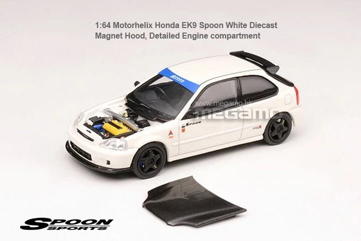 Motorhelix 64Intern 1/64 Honda Civic Type-R EK9 Spoon Customized Version Tokyo Station White Diecast Car