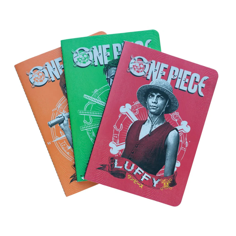 Erik: One Piece Netflix - Monkey D. Luffy, Roronoa Zoro And Nami Pack Of 3 A5 Notebooks
