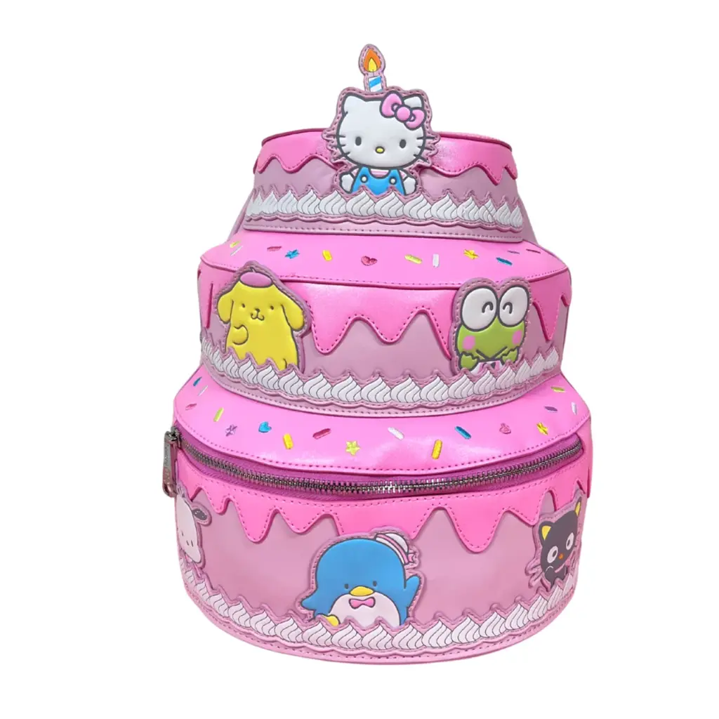 Loungefly! Leather: Sanrio Hello Kitty and Friends Birthday Cake Mini Backpack 