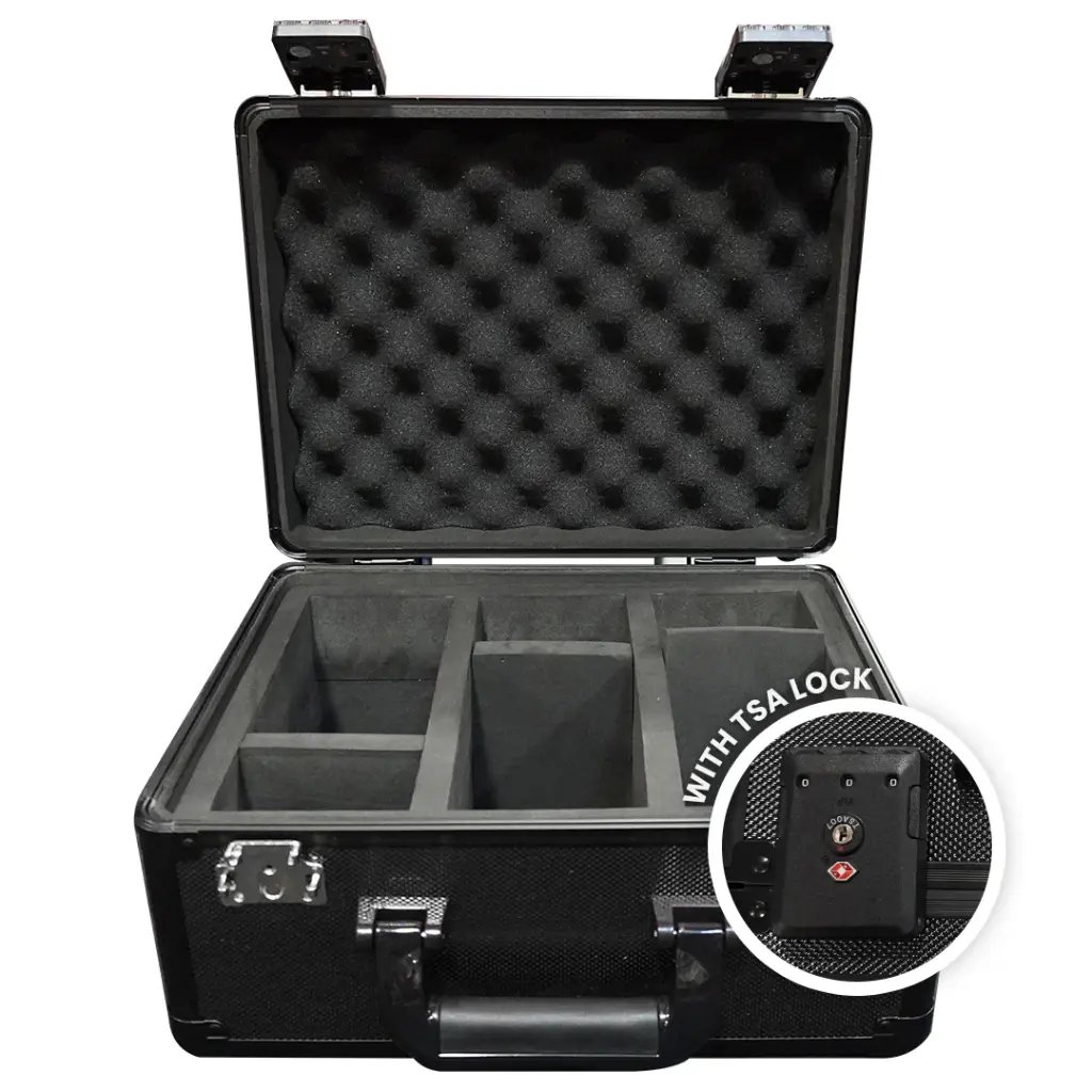 EVORETRO X Black Aluminum Graded Card Storage Box 3 Rows TSA Lock good for 90 cards