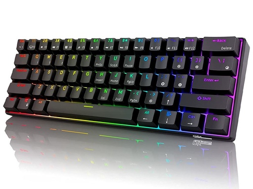 [116713] Royal Kludge Gaming  Keyboard Rgb Tri Mode Hot Plug Brown Switch Black Rk61