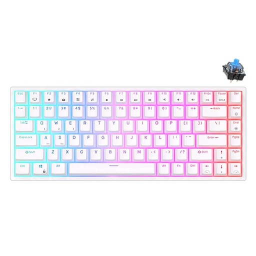 [116715] Royal Kludge Gaming Keyboard Rgb Tri Mode Hot Plug Blue Switch White Rk84